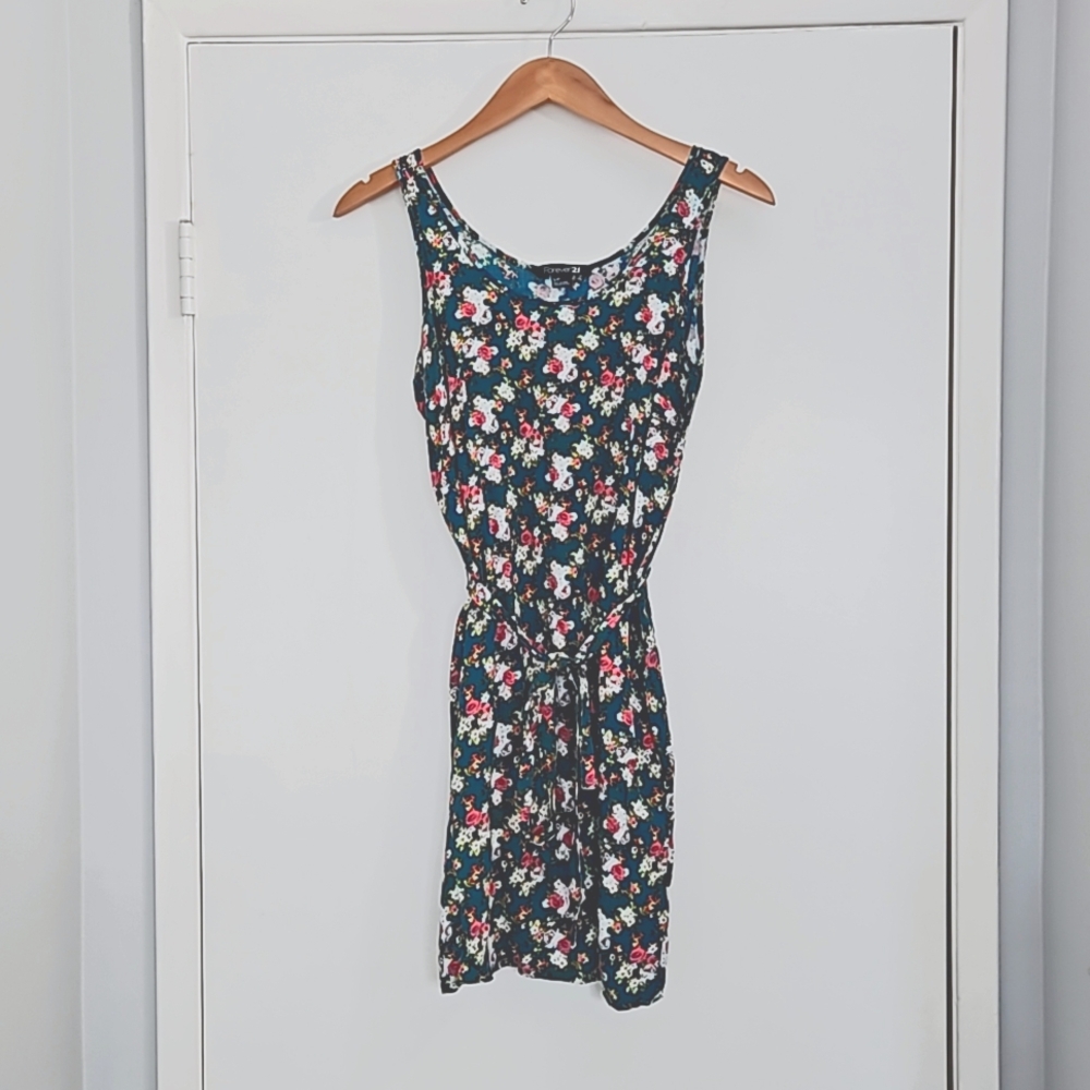 Dress - Floral Print with waist tie